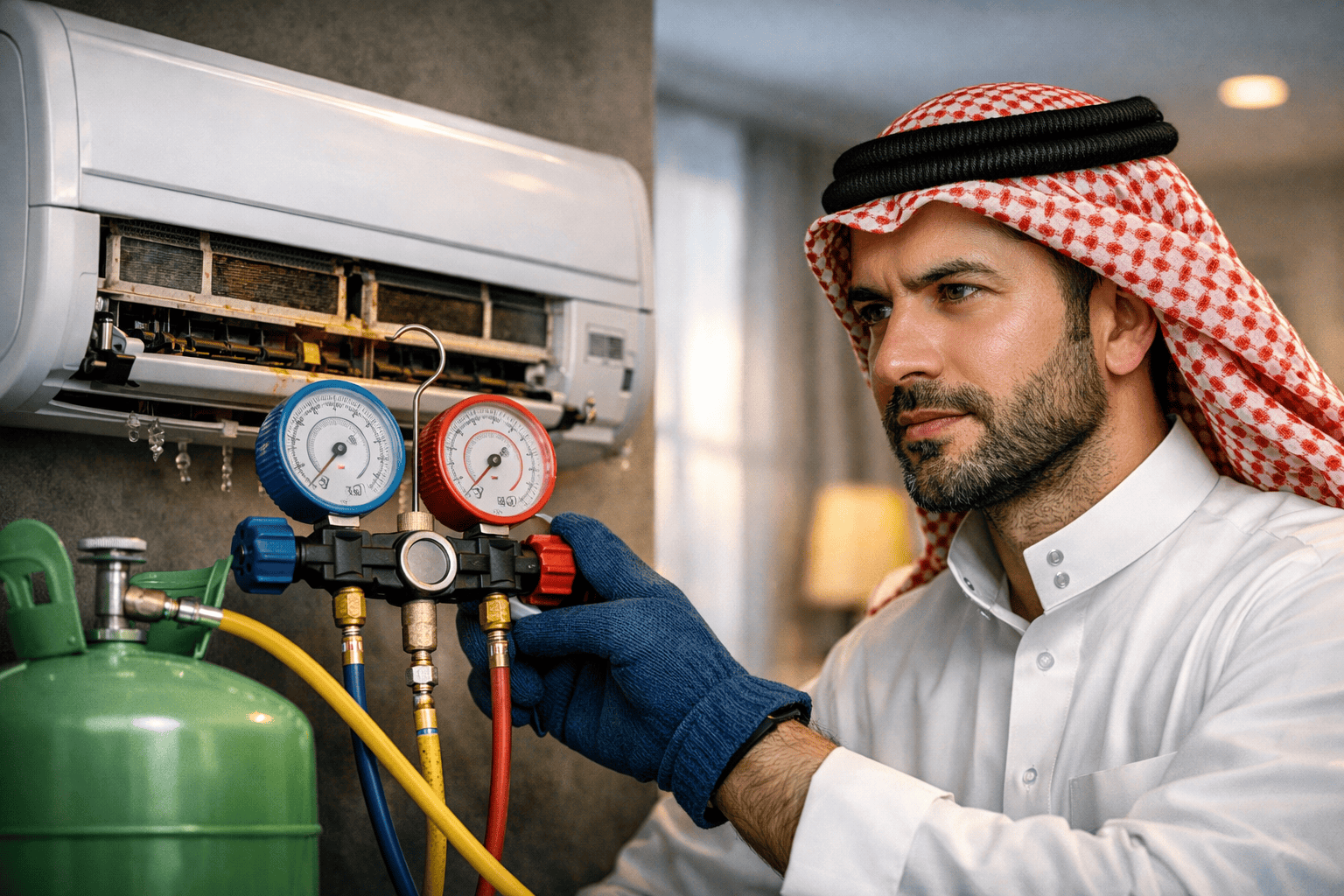 متى يحتاج المكيف إلى إعادة شحن الفريون؟